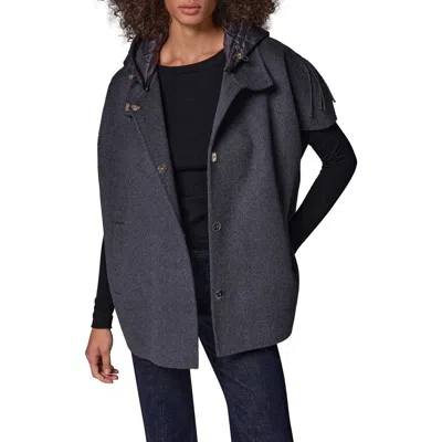 Donna Karan New York Double Face Cape Coat With Detachable Hood In Blue