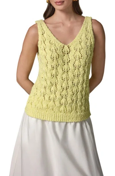 Donna Karan New York Double V-neck Open Stitch Sweater Vest In Yellow