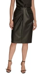Donna Karan Women's Wrap Waist Faux Leather Pencil Skirt In Black