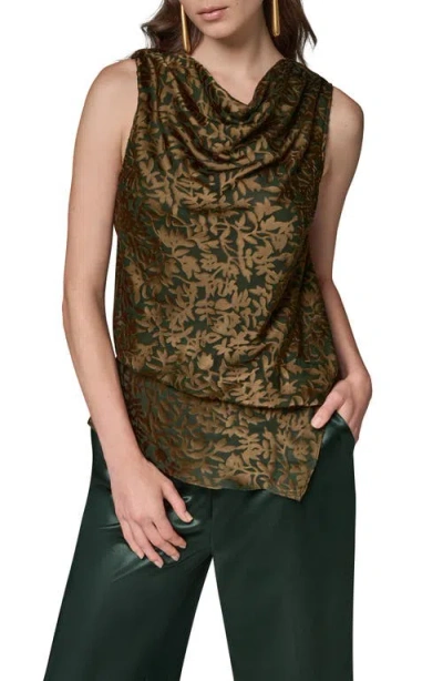 Donna Karan New York Drape Neck Burnout Top In Black Fore
