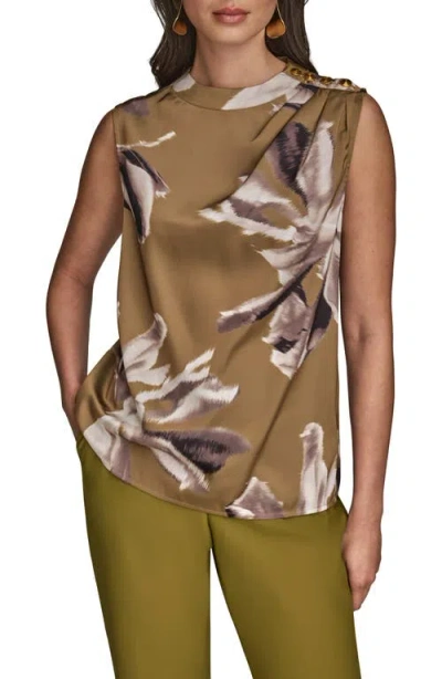 Donna Karan New York Drape Neck Charmeuse Top In Green