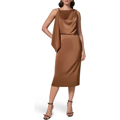 Donna Karan New York Drape Sheath Midi Dress In Brown