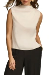Donna Karan New York Draped Sleeveless Matte Satin Top In Cream