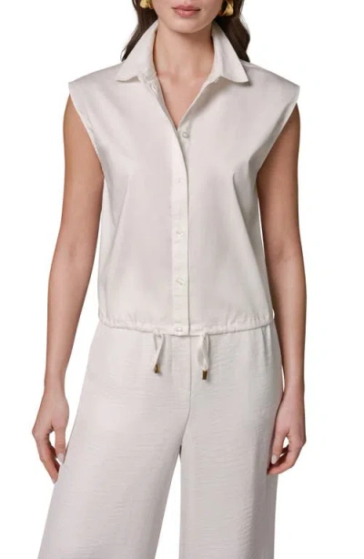 Donna Karan New York Drawstring Hem Cap Sleeve Shirt In White