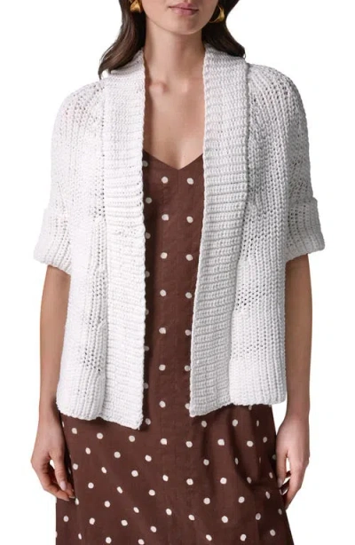 Donna Karan New York Drop Shoulder Open Front Cardigan In White