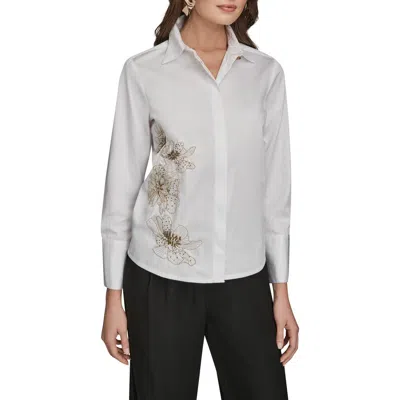 Donna Karan New York Embroidered Bead Shirt In Multi