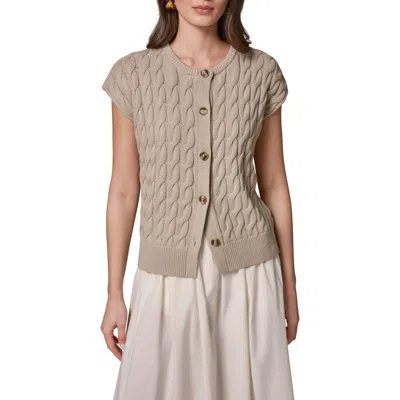 Donna Karan New York Extended Shoulder Cable Cardigan In Gray