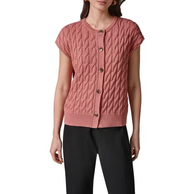 Donna Karan New York Extended Shoulder Cable Cardigan In Pink