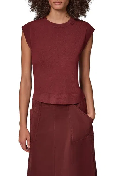 Donna Karan New York Extended Shoulder Sweater In Burgundy