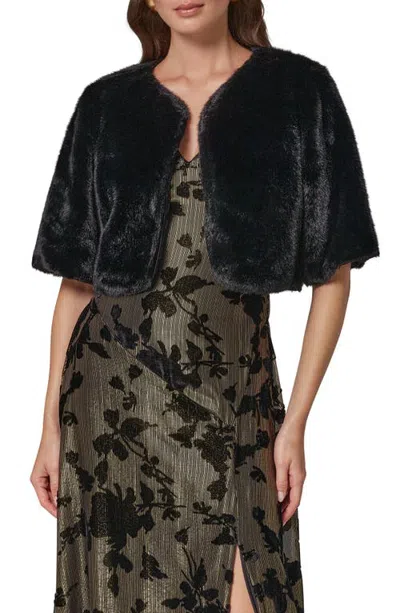 Donna Karan New York Faux Fur Capelet In Black