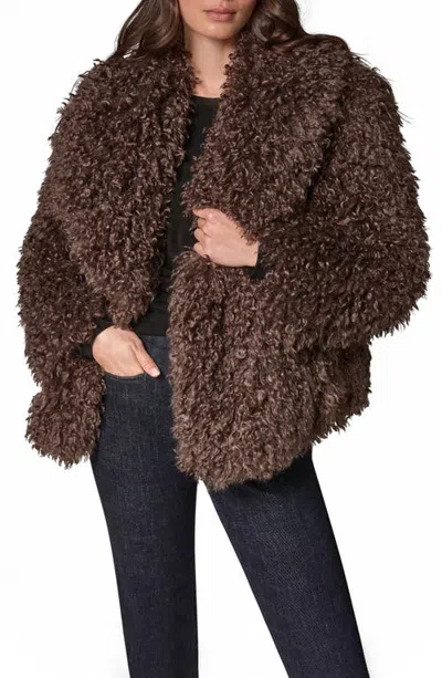 Donna Karan New York Faux Fur Shawl Collar Jacket In Brown