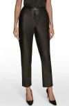 Donna Karan New York Faux Leather Ankle Slim Fit Pants In Black