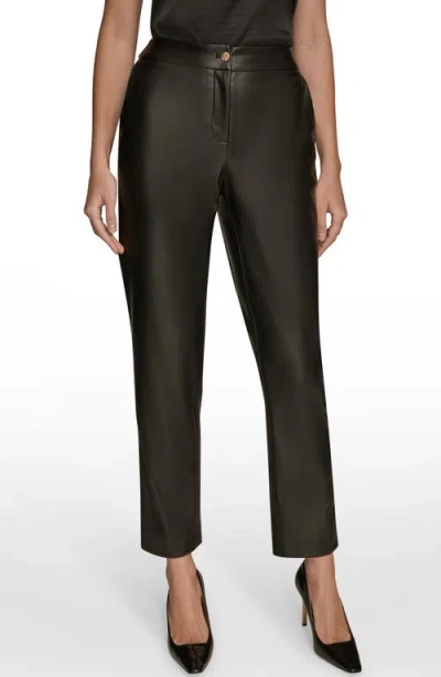 Donna Karan New York Faux Leather Ankle Slim Fit Pants In Black