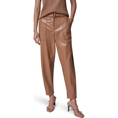 Donna Karan New York Faux Leather Belted Cargo Pants In Camel