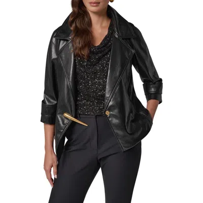 Donna Karan New York Faux Leather Blazer In Black