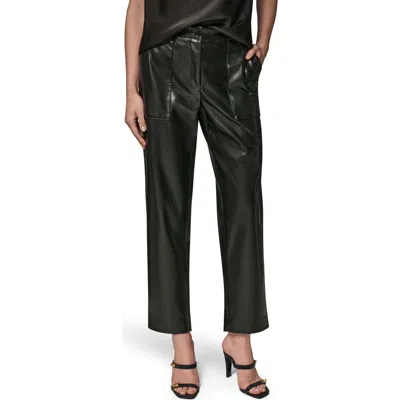 Donna Karan New York Faux Leather Patch Pocket Pants In Black