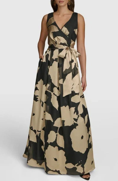 Donna Karan New York Faux Wrap Ballgown In Black