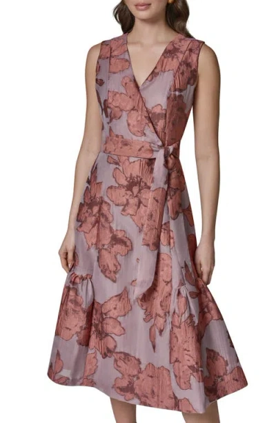 Donna Karan New York Faux Wrap Midi Dress In Brown