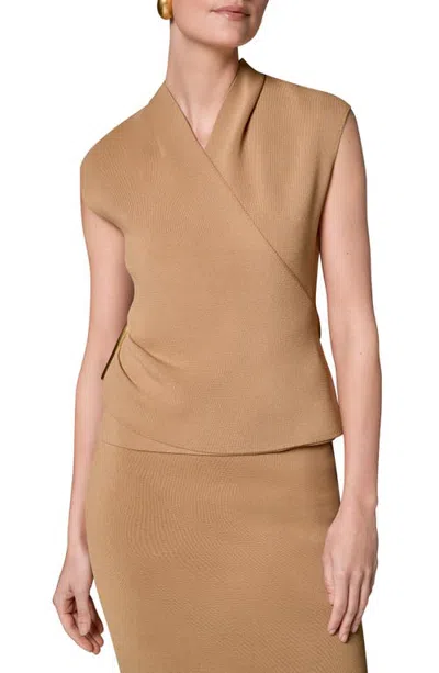 Donna Karan New York Faux Wrap Sweater In Brown