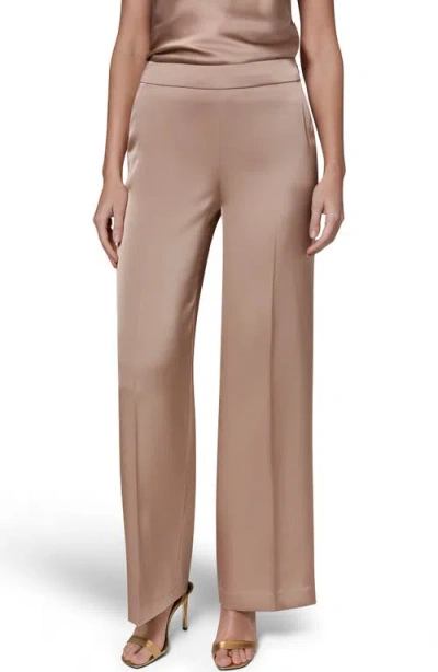 Donna Karan New York Flat Front Straight Leg Pants In Brown