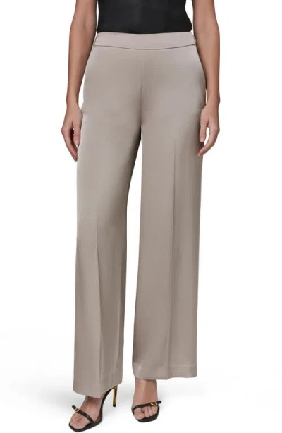 Donna Karan New York Flat Front Straight Leg Pants In Gray