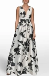 Donna Karan New York Floral A-line Gown In Multi