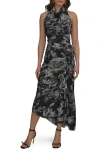 Donna Karan New York Floral Asymmetric Hem Maxi Dress In Black