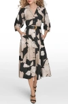 Donna Karan New York Floral Belted Shirtdress In Black