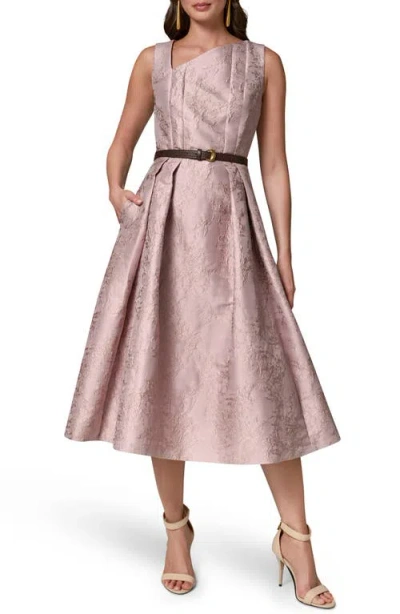 Donna Karan New York Floral Jacquard Fit & Flare Midi Dress In Purple