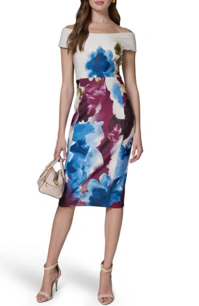 Donna Karan New York Floral Off The Shoulder Sheath Dress In Multi
