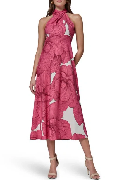 Donna Karan New York Floral Print A-line Dress In Multi
