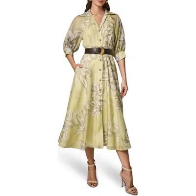 Donna Karan New York Floral Print Belted Shirtdress In Multi