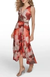 Donna Karan New York Floral Print Faux Wrap Dress In Multi