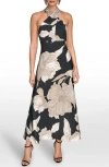 Donna Karan New York Floral Print Halter Dress In Multi