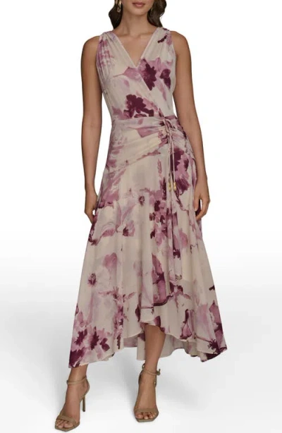 Donna Karan New York Floral Print Midi Dress In Neutral