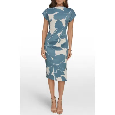 Donna Karan Printed Scuba Boat Neck Sheath Dress In Multi