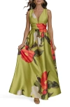 Donna Karan New York Floral Print Sleeveless A-line Dress In Smmr Citro