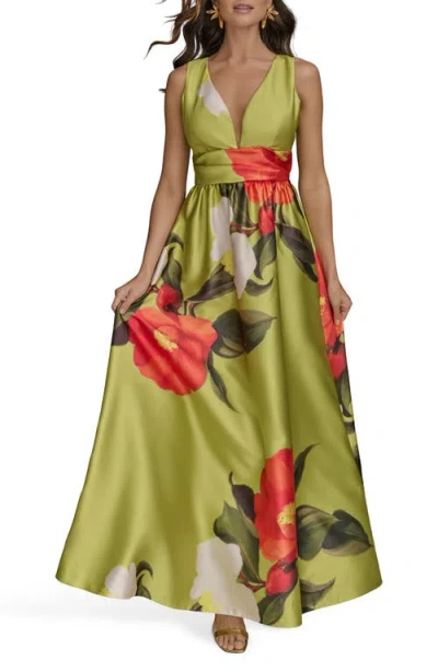 Donna Karan New York Floral Print Sleeveless A-line Dress In Smmr Citro