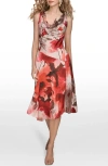 Donna Karan New York Floral Satin Dress In Multi