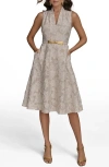 Donna Karan New York Floral Sleeveless Flare Dress In Neutral