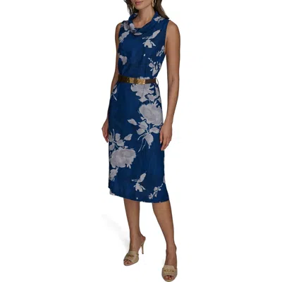 Donna Karan New York Floral Sleeveless Linen Blend Sheath Dress In Marbella M