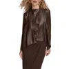 Donna Karan Womens Pleat Detail Sleeveless Top Wrap Waist Belted Skirt Large Buckle Detail Coat In Purple