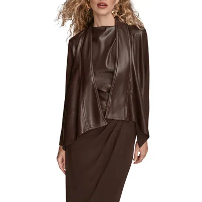 DONNA KARAN DONNA KARAN NEW YORK FLYAWAY FAUX LEATHER & KNIT JACKET