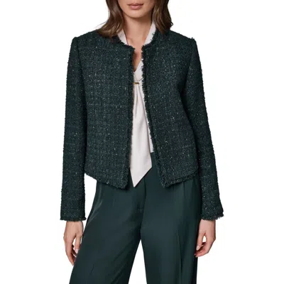 Donna Karan New York Fringe Open Front Jacket In Blue
