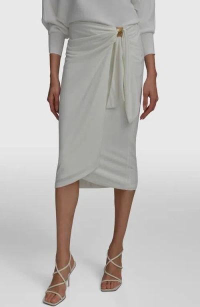 Donna Karan New York Gathered Waist Faux Wrap Skirt In Cream