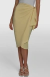 Donna Karan New York Gathered Waist Faux Wrap Skirt In Yellow