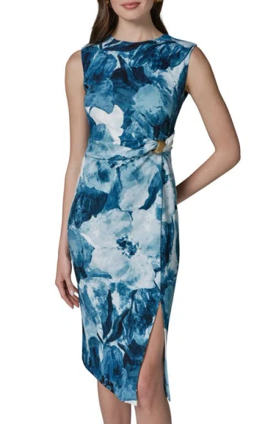 Donna Karan New York Gathered Waist Midi Dress In Multi