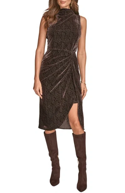 Donna Karan New York Geo Velvet Burnout Sleeveless Midi Dress In Black