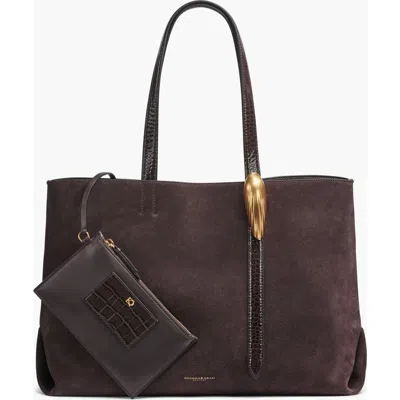 Donna Karan New York Georgette Suede Tote In Purple