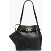 Donna Karan Gingham Medium Bucket Bag In Black